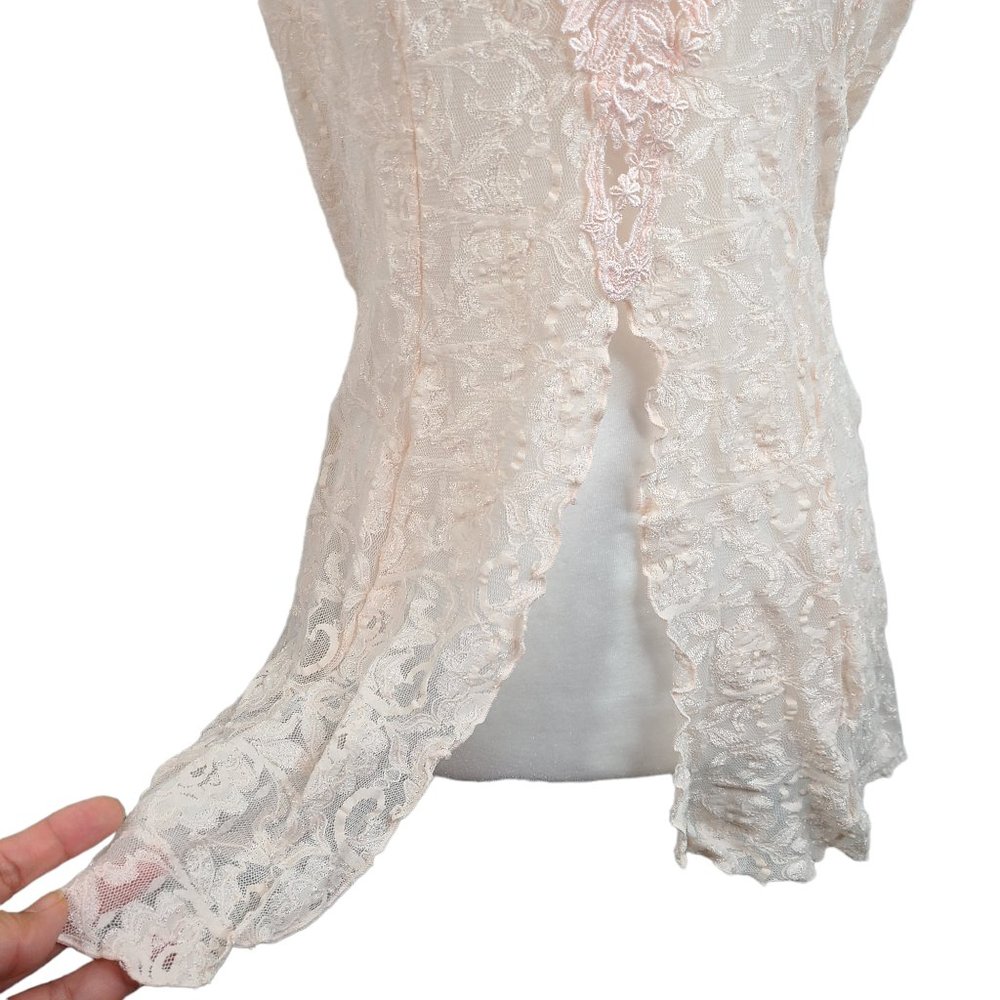 Vintage Cliche Blush Pink Lace Sheer Lace Camisole Lingerie Slip Dress - Picture 5 of 7